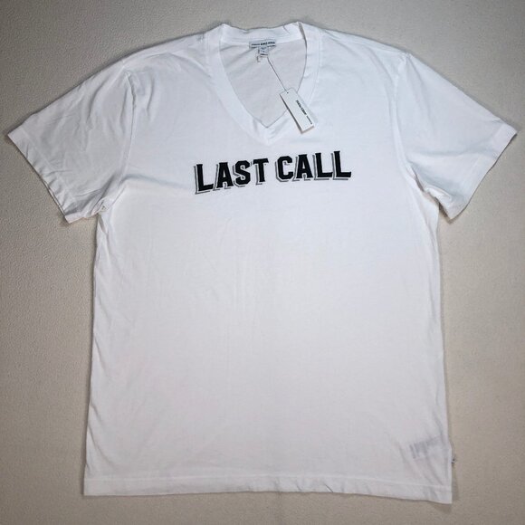 NWT James Perse T‎ Shirt Men's 4 XL White V Neck Cotton Last Call MLJ3352 - Picture 1 of 16
